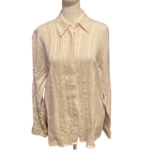 Talbots cream button down blouse. Size 8. Decorative pleated front.